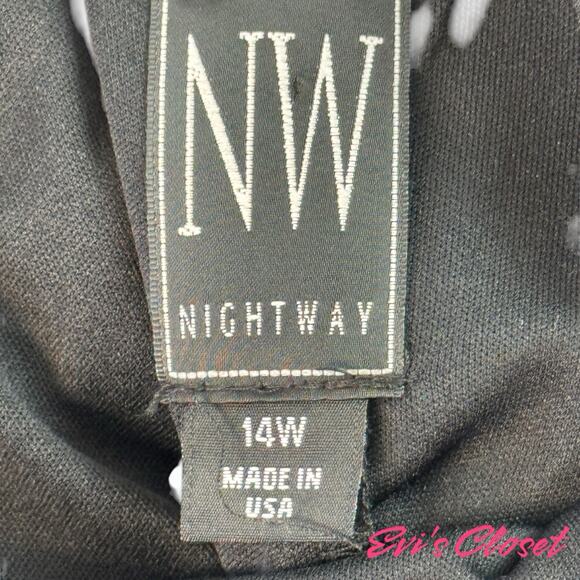 NW Night Way Vintage Sparkling Sequins Chevron Midi Dress Low Back Lining Sz 14W - Picture 10 of 13